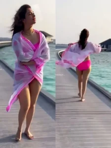 Tamannaah Bhatia Shows Bold Pink Bikini during Maldives Vacation