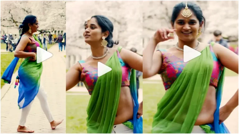 Cute Lady Dance :A Young Lady Dance with Half Saree In Pelli Sandadi Sree Leela Song, Video Viral on Social Media