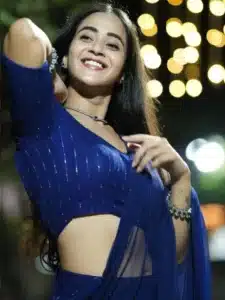 Deepthi Sunaina Blue Half Saree Insta Photos