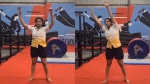 Anchor vishnu priya latest work out video