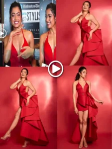 Actress Rashmika Mandanna poses in Red Dress Video Viral