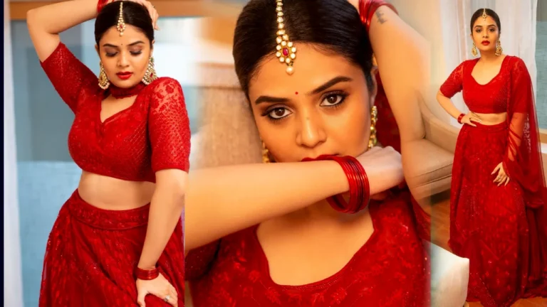 Anchor Sreemukhi Red Top Dress Photos Viral