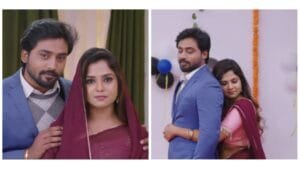 Rishi and Vasudhara share a romantic moment in todays guppedantha manasu serial episode