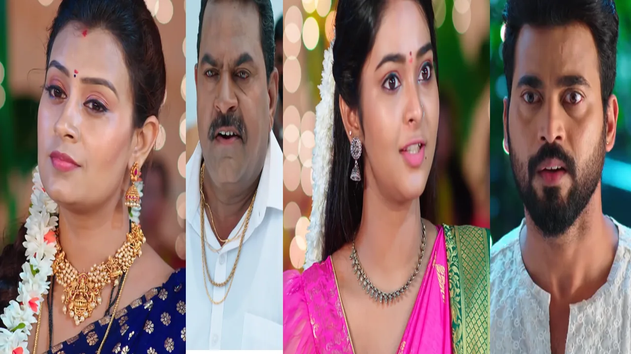 Malli Nindu Jabili serial Oct 4 Episode Aravind and Malini are at risk as a few goons plan to attack them. 