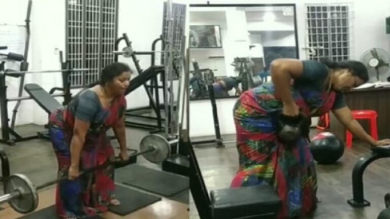 56 Years old Woman workout in gym video goes virral